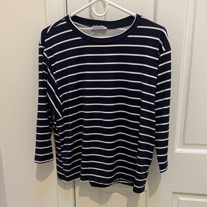 Navy and White Striped Long Sleeve Tee